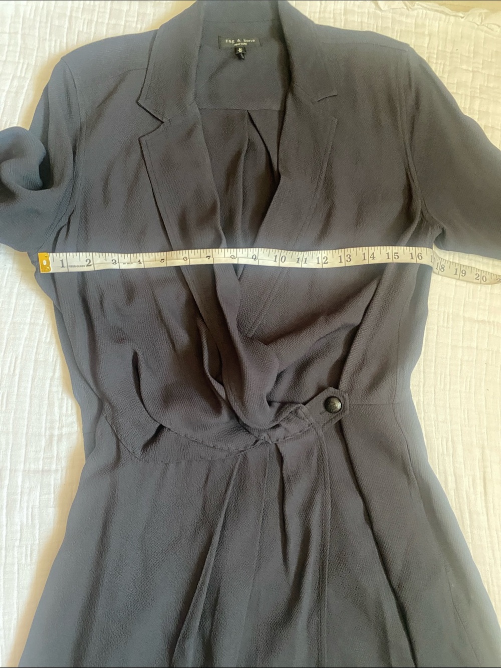 RAG BONE Women's Black 100% Viscose Long Sleeve Wrap Dress - Picture 11 of 15
